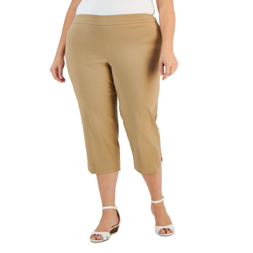 JM Collection Plus Size Lattice Hem Capri Pants